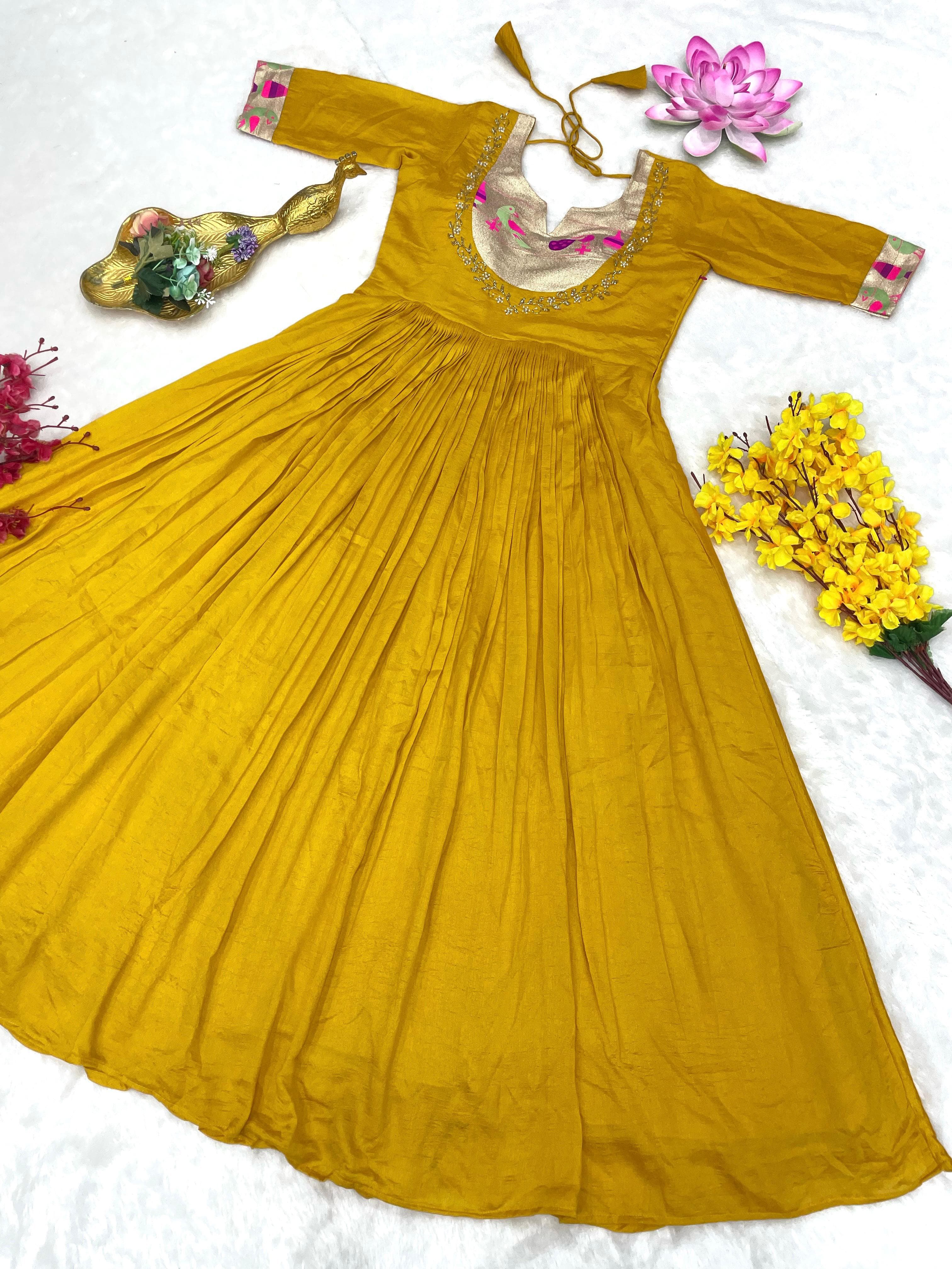 formal & gown paithani dress for women Paithani Gown for women – Sumi Vastra