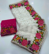 Fancy moss silk georgette soft saree