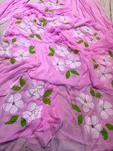 Chiffon handpaint kardhana work saree
