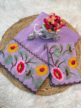 Crunchy fabric cutowork embroidery saree