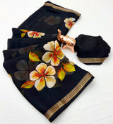 Soft marshmallow georgette floral saree