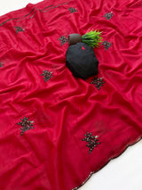 Rangoli silk saree embroidery buttis