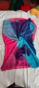Chiffon multishaded saree