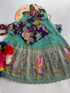 Crepe position print embroidery lehanga choli for kids