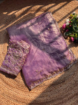 Pure space silk gold glass beads work saree