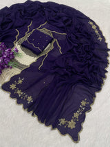 Rangoli crush pure handwork saree