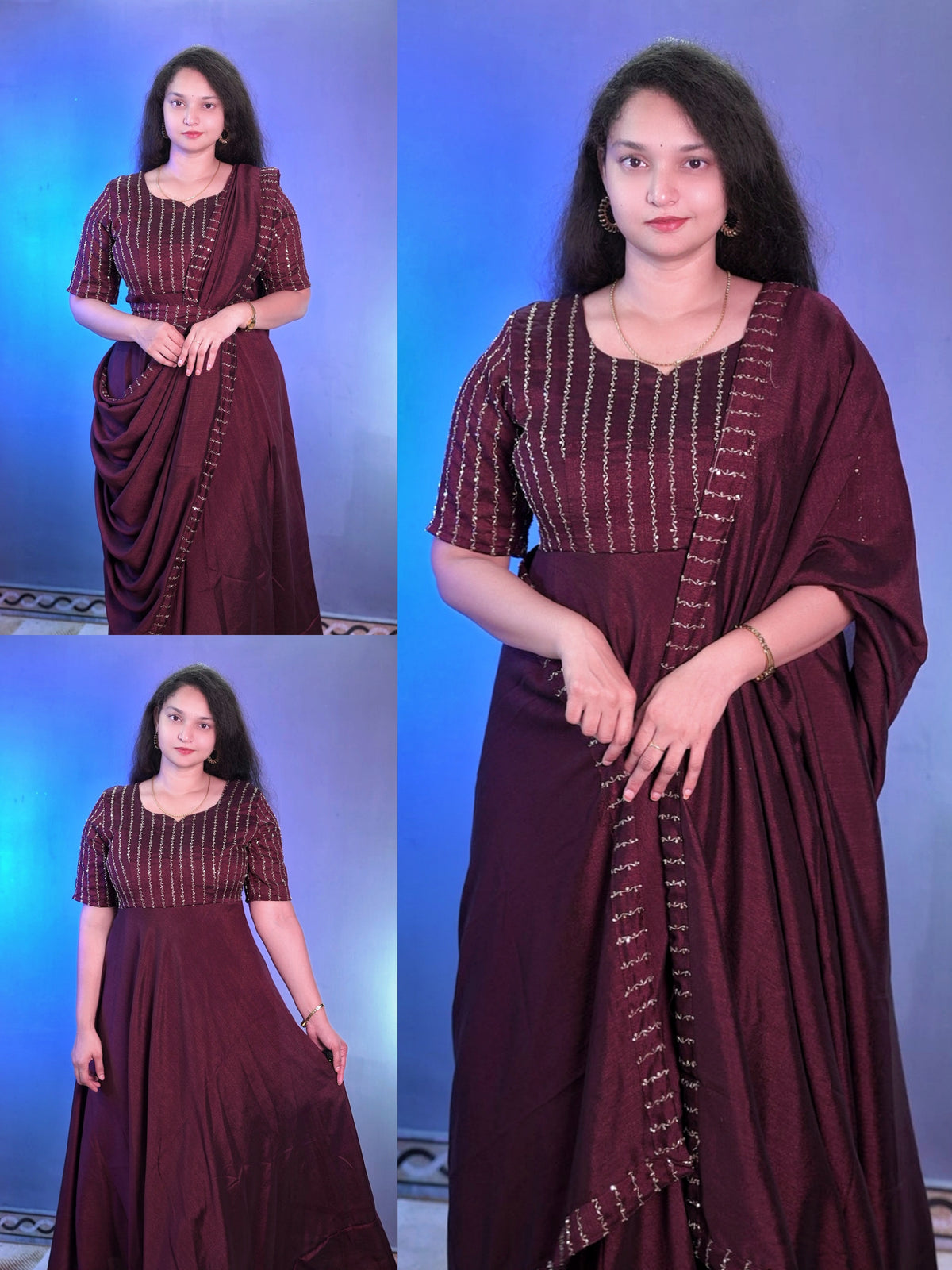 Vichitra silk duppata set dress