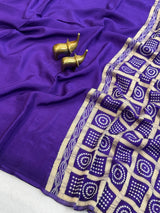 Replica Viscose satin silk saree with bandhej pallu