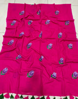 Mul cotton Tulip hand painted saree