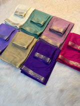 Viscose georgette soft fabric small zari boarder saree