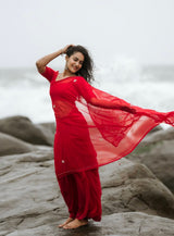 Soft chiffon saree leaf pattern