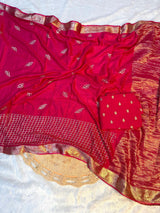 Pure Viscose georgette semi chex chitti pallu saree