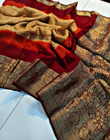 Kanjivaram style chinnon crepe silk saree