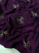 Soft rangoli bird design partywear saree
