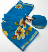 Soft marshmallow georgette floral saree
