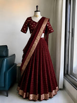 Viscose georgette checks sequins full stitched lehanga/halfsaree
