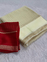 Viscose georgette vintage checks saree