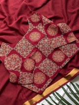 Pure mul cotton with cotton printed blouse