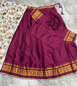 Chettinad pattu fully stitched kalamkari half saree