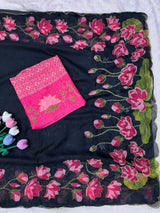 Partywear classy handwork katdana saree